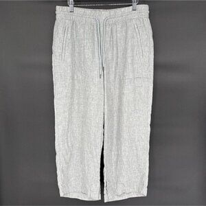 Athleta Women's Linen Drawstring Pants M Gray Breathable Beach Vacation